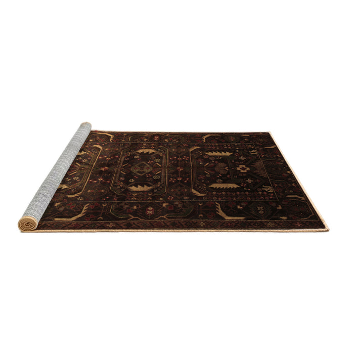 Sideview of Machine Washable Persian Brown Traditional Rug, wshtr2688brn