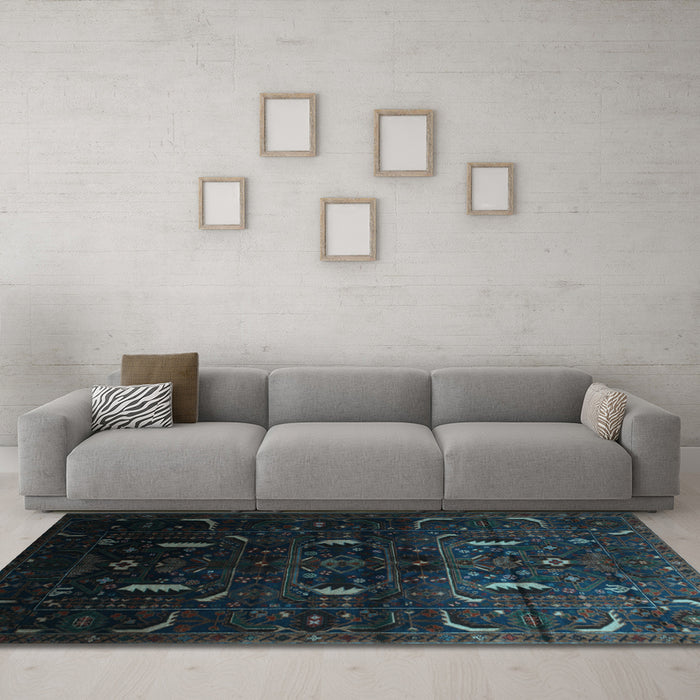 Machine Washable Persian Light Blue Traditional Rug in a Living Room, wshtr2688lblu