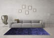 Machine Washable Persian Blue Traditional Rug in a Living Room, wshtr2688blu