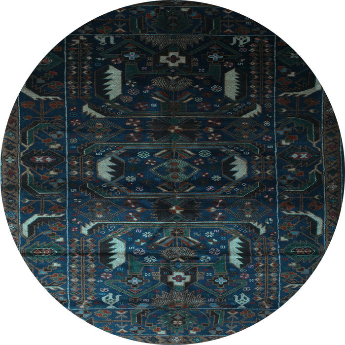Round Machine Washable Persian Light Blue Traditional Rug, wshtr2688lblu