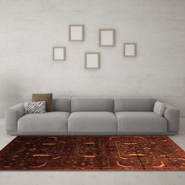 Machine Washable Persian Orange Traditional Area Rugs in a Living Room, wshtr2688org