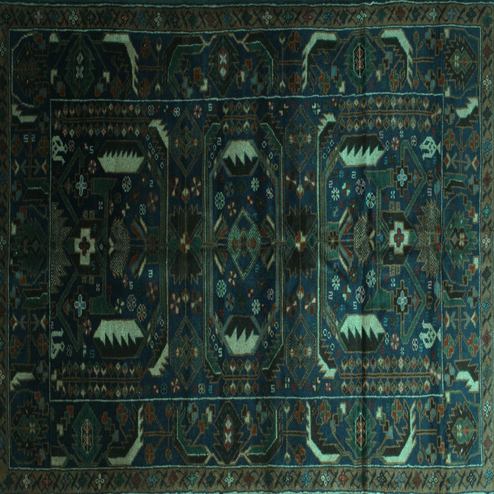 Square Machine Washable Persian Turquoise Traditional Area Rugs, wshtr2688turq