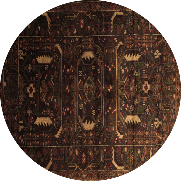 Round Machine Washable Persian Brown Traditional Rug, wshtr2688brn