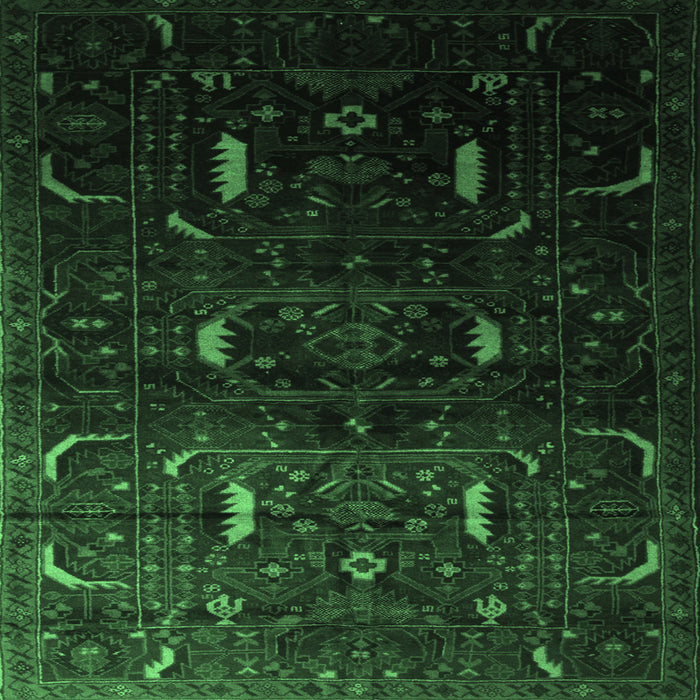 Square Machine Washable Persian Emerald Green Traditional Area Rugs, wshtr2688emgrn