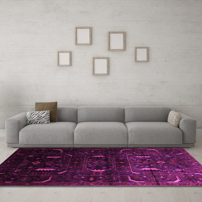 Machine Washable Persian Pink Traditional Rug in a Living Room, wshtr2688pnk