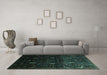 Machine Washable Persian Turquoise Traditional Area Rugs in a Living Room,, wshtr2688turq