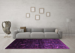 Machine Washable Persian Purple Traditional Area Rugs in a Living Room, wshtr2688pur