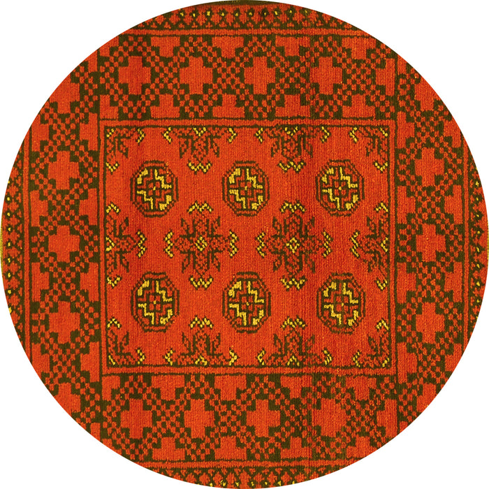Round Machine Washable Persian Yellow Traditional Rug, wshtr2689yw