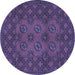 Round Machine Washable Persian Blue Traditional Rug, wshtr2689blu