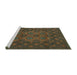 Sideview of Machine Washable Persian Turquoise Traditional Area Rugs, wshtr2689turq