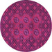 Round Machine Washable Persian Purple Traditional Area Rugs, wshtr2689pur