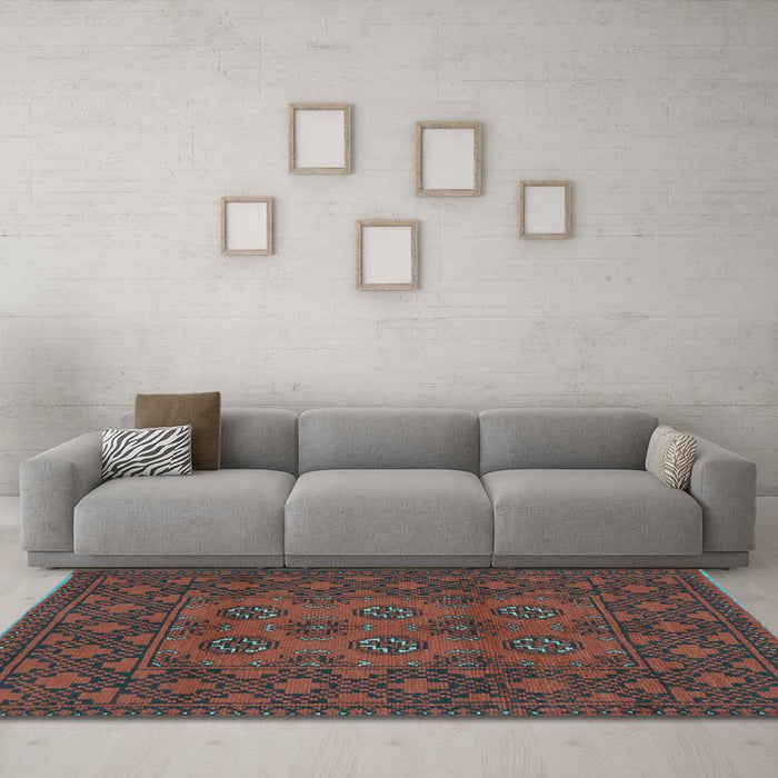 Machine Washable Persian Light Blue Traditional Rug in a Living Room, wshtr2689lblu