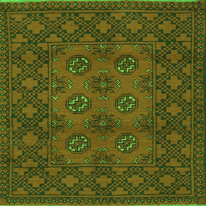 Round Machine Washable Persian Green Traditional Area Rugs, wshtr2689grn