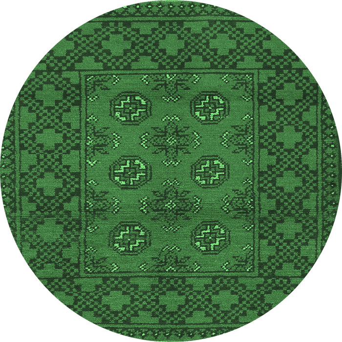 Round Persian Emerald Green Traditional Rug, tr2689emgrn
