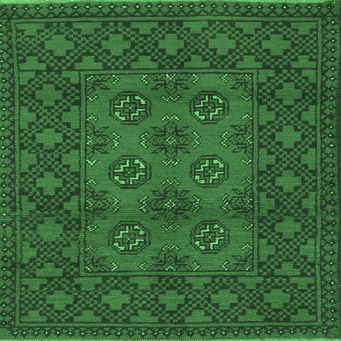 Square Machine Washable Persian Emerald Green Traditional Area Rugs, wshtr2689emgrn