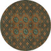 Round Persian Turquoise Traditional Rug, tr2689turq