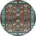 Round Animal Light Blue Traditional Rug, tr268lblu