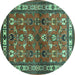 Round Animal Turquoise Traditional Rug, tr268turq