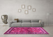 Machine Washable Animal Pink Traditional Rug in a Living Room, wshtr268pnk