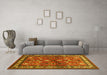 Machine Washable Animal Yellow Traditional Rug in a Living Room, wshtr268yw