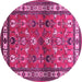 Round Machine Washable Animal Pink Traditional Rug, wshtr268pnk