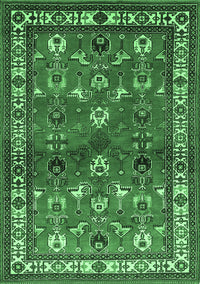 Animal Emerald Green Traditional Rug, tr268emgrn