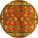 Round Machine Washable Animal Yellow Traditional Rug, wshtr268yw