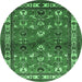 Round Animal Emerald Green Traditional Rug, tr268emgrn