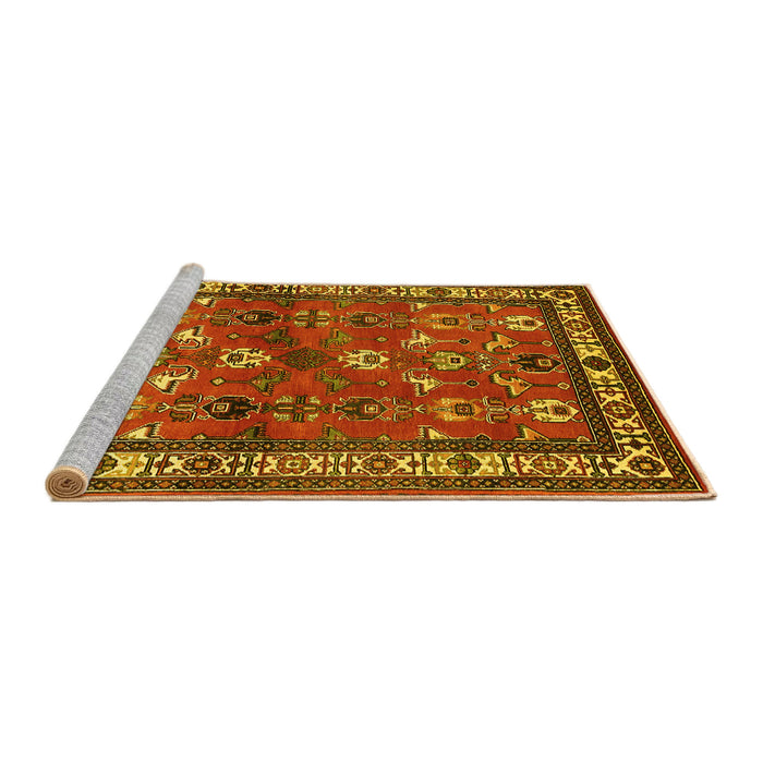 Sideview of Machine Washable Animal Yellow Traditional Rug, wshtr268yw