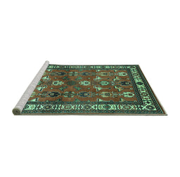 Sideview of Machine Washable Animal Turquoise Traditional Area Rugs, wshtr268turq