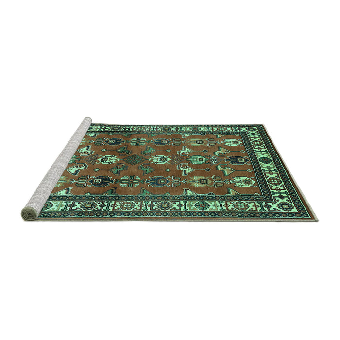 Sideview of Machine Washable Animal Turquoise Traditional Area Rugs, wshtr268turq
