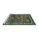 Sideview of Machine Washable Animal Turquoise Traditional Area Rugs, wshtr268turq