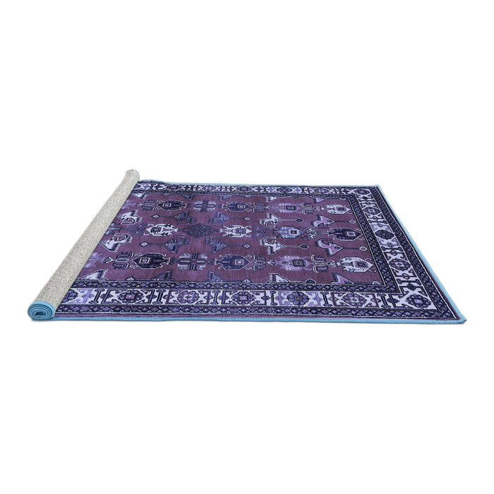 Sideview of Machine Washable Animal Blue Traditional Rug, wshtr268blu