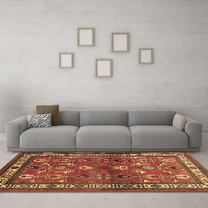 Machine Washable Animal Brown Traditional Rug in a Living Room,, wshtr268brn