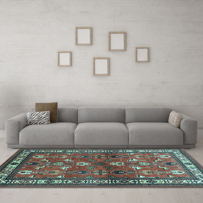 Machine Washable Animal Light Blue Traditional Rug in a Living Room, wshtr268lblu