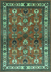 Animal Turquoise Traditional Rug, tr268turq