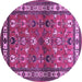 Round Machine Washable Animal Purple Traditional Area Rugs, wshtr268pur