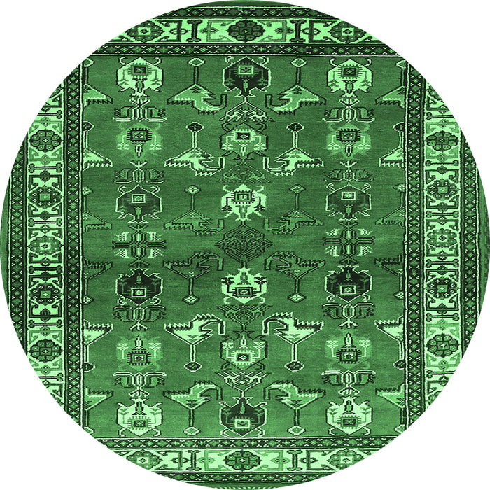 Round Machine Washable Animal Emerald Green Traditional Area Rugs, wshtr268emgrn