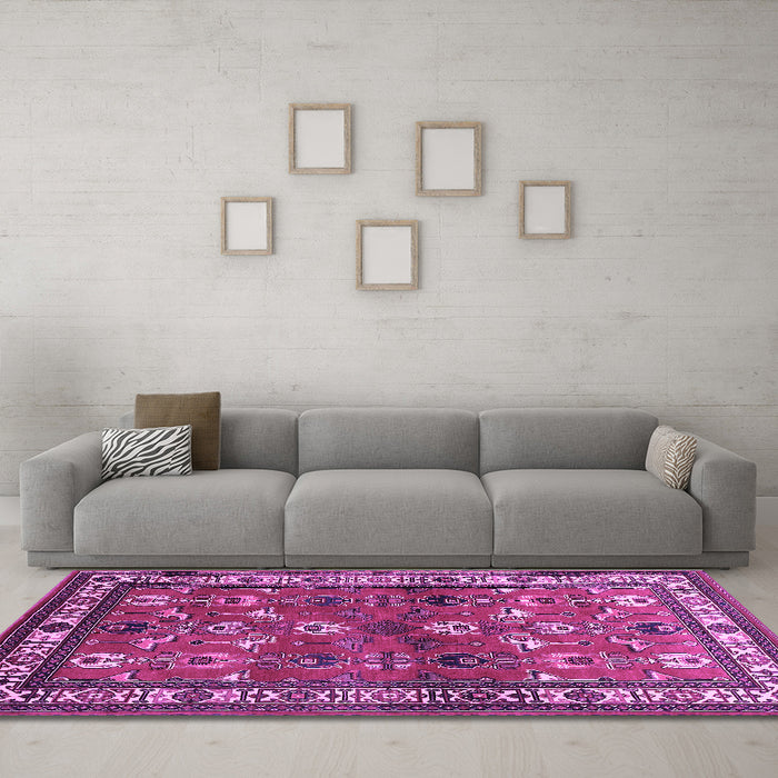 Machine Washable Animal Purple Traditional Area Rugs in a Living Room, wshtr268pur