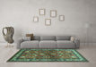 Machine Washable Animal Turquoise Traditional Area Rugs in a Living Room,, wshtr268turq