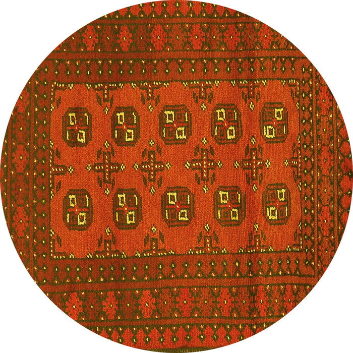 Round Machine Washable Persian Yellow Traditional Rug, wshtr2690yw