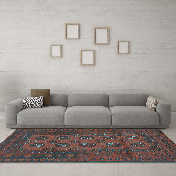 Machine Washable Persian Light Blue Traditional Rug in a Living Room, wshtr2690lblu