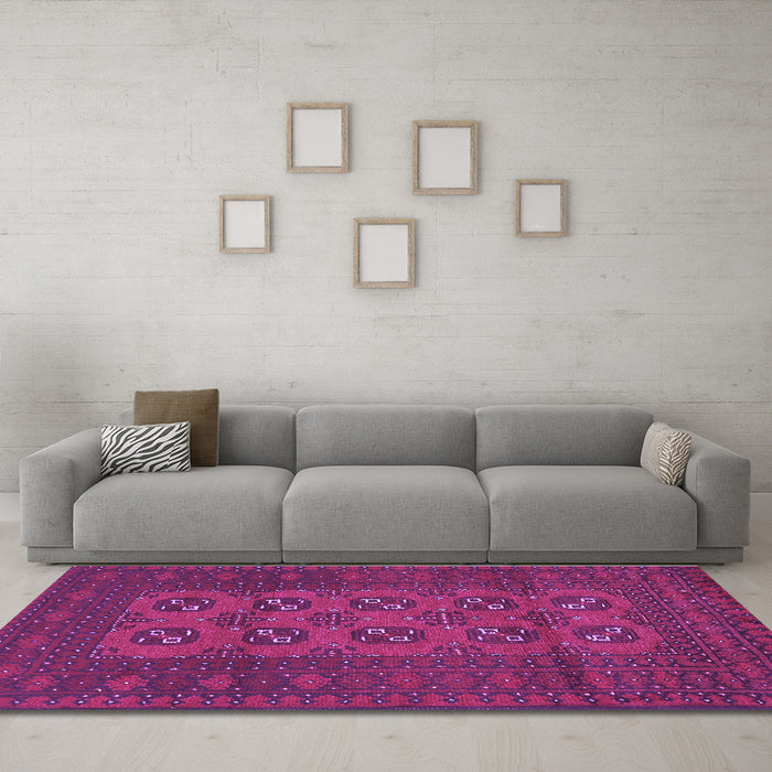 Machine Washable Persian Purple Traditional Area Rugs in a Living Room, wshtr2690pur