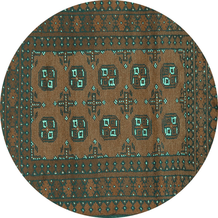 Round Persian Turquoise Traditional Rug, tr2690turq