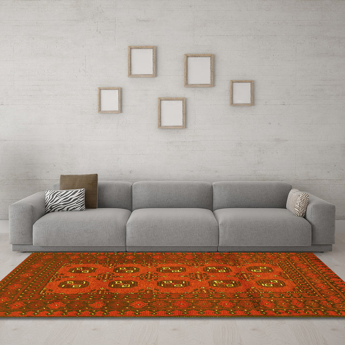 Machine Washable Persian Yellow Traditional Rug in a Living Room, wshtr2690yw