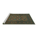 Sideview of Machine Washable Persian Turquoise Traditional Area Rugs, wshtr2690turq