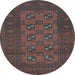 Round Persian Light Blue Traditional Rug, tr2690lblu