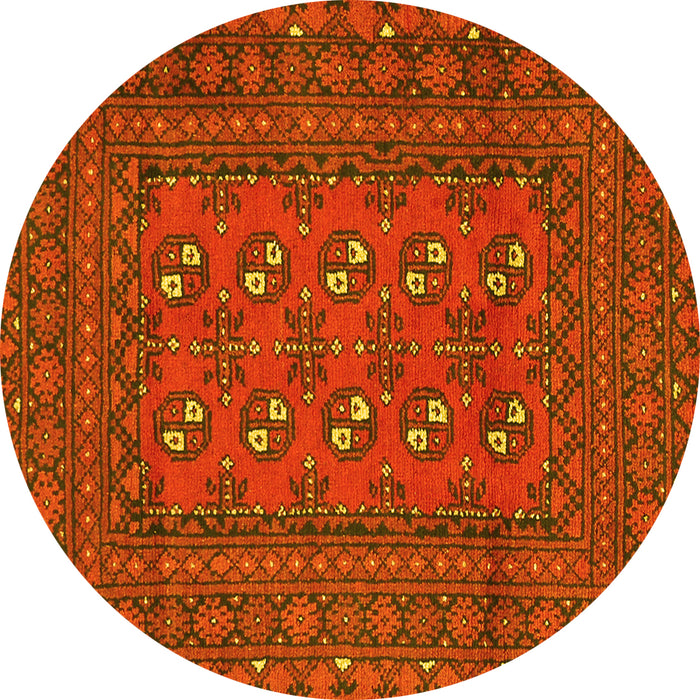 Round Persian Yellow Traditional Rug, tr2691yw