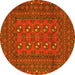Round Persian Yellow Traditional Rug, tr2691yw