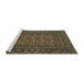 Sideview of Machine Washable Persian Turquoise Traditional Area Rugs, wshtr2691turq